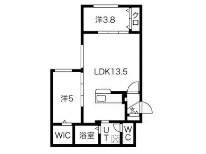 ミレイル豊平(2LDK/3階)の間取り写真