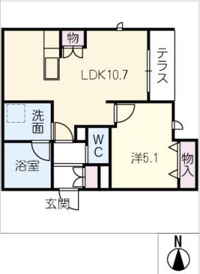 AL SOLE(1LDK/1階)の間取り写真