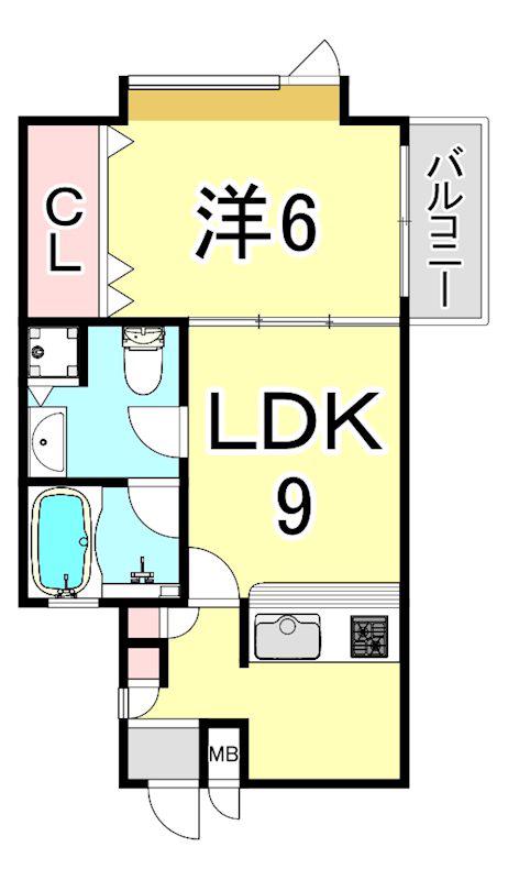 アストリア(1LDK/2階)の間取り写真