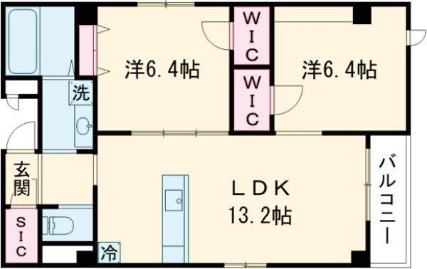 エスリア大須(2LDK/5階)の間取り写真
