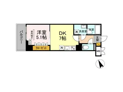 GRAND VILLAGE(1DK/5階)の間取り写真