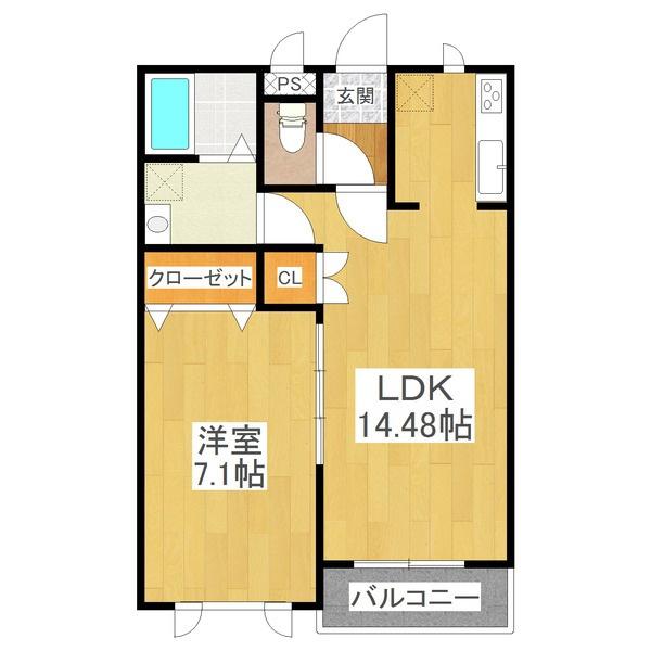 クラウドヒルズ(1LDK/2階)の間取り写真