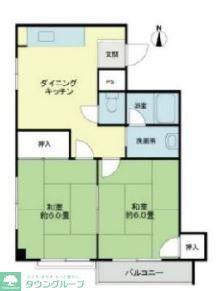 北町コーポ3号棟(2DK/2階)の間取り写真