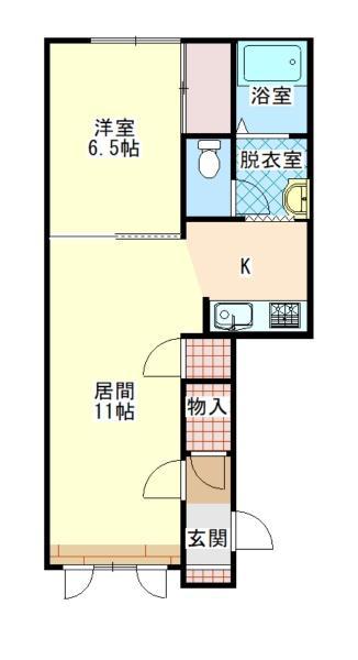 ラ・メールA棟(1LDK/1階)の間取り写真