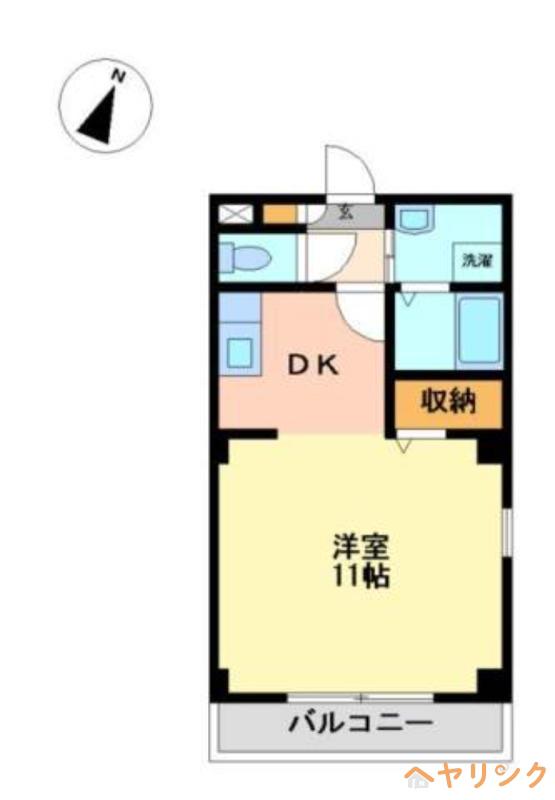 エステート竹の山(1DK/2階)の間取り写真