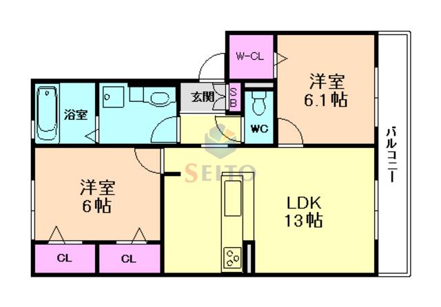 CREST K(2LDK/1階)の間取り写真