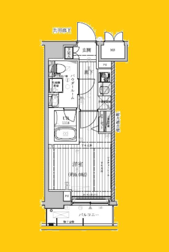 メインステージ元住吉(1K/6階)の間取り写真