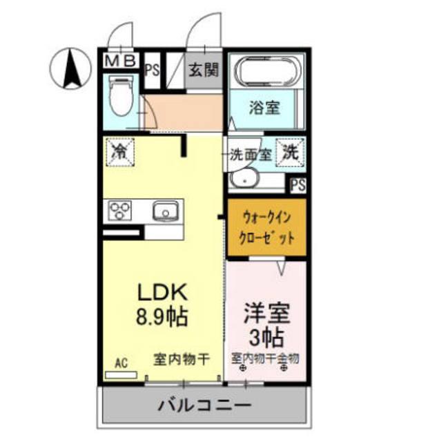 ヴィラグランデII(1LDK/2階)の間取り写真