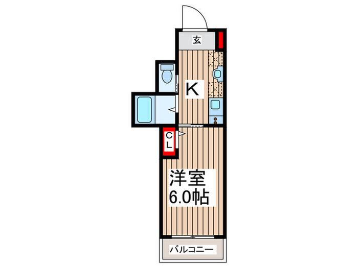 MELLAS元加治(1K/1階)の間取り写真