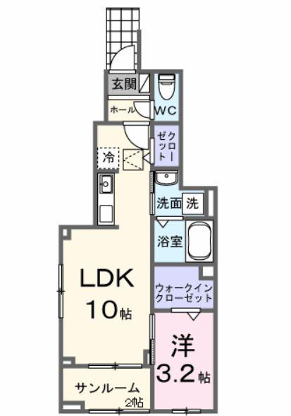 ヴィラ グレイスA(1LDK/1階)の間取り写真
