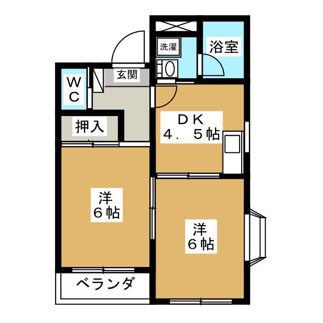 ブランシェ相模原(2DK/3階)の間取り写真