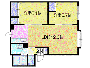 セレッソ栄通I(2LDK/2階)の間取り写真