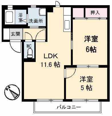 シャーメゾンカメリアA(2LDK/2階)の間取り写真