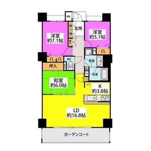 アイランドシティ・ヴェルデコートI区4番館1202号(3LDK/12階)の間取り写真