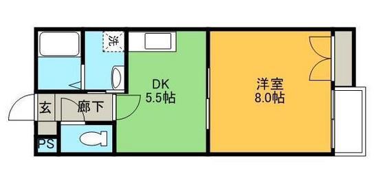 フォーバスII(1DK/1階)の間取り写真