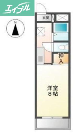 サークルS(1K/2階)の間取り写真