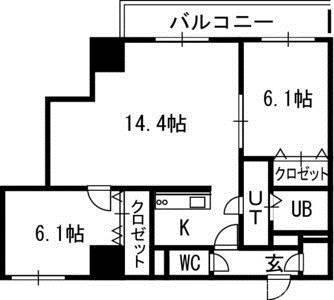 サイレンス宮の森アネックス(2LDK/3階)の間取り写真