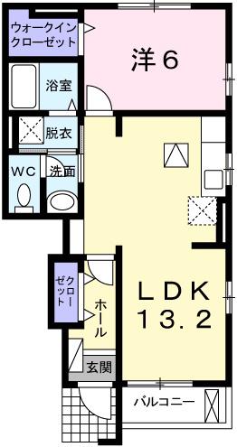 アン・グランジェ(1LDK/1階)の間取り写真