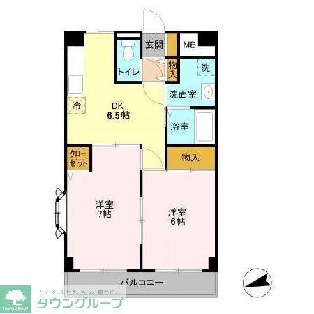 夏見ショッパーズ(2DK/6階)の間取り写真