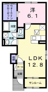 ローズコリーヌ D(1LDK/1階)の間取り写真