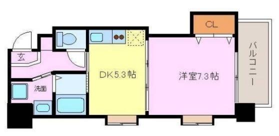 プリエール石津(1DK/8階)の間取り写真