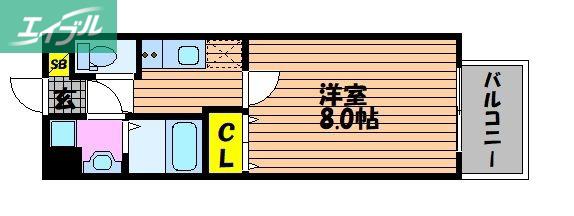 THE MODERN学南町(1K/4階)の間取り写真