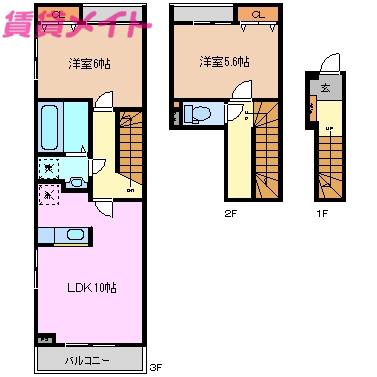 フェリーチェ・ヴィータ(2LDK/2階)の間取り写真