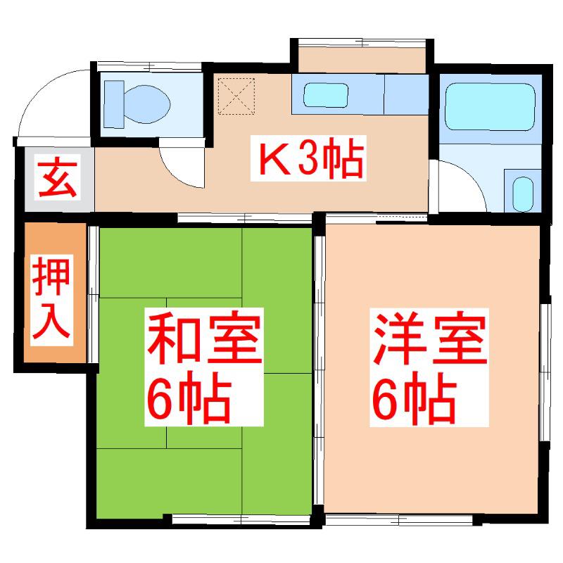 竹内アパート(2K/2階)の間取り写真