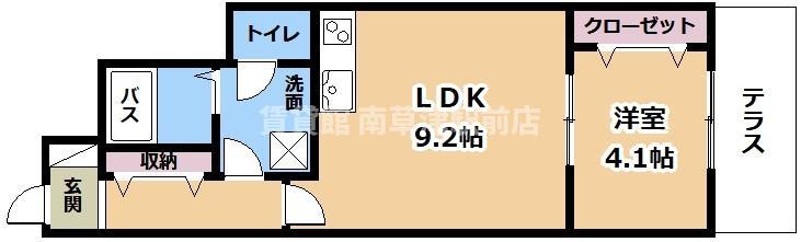 フォレスト矢倉(1LDK/1階)の間取り写真
