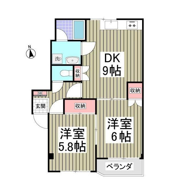 シティコートFUJI(2DK/3階)の間取り写真