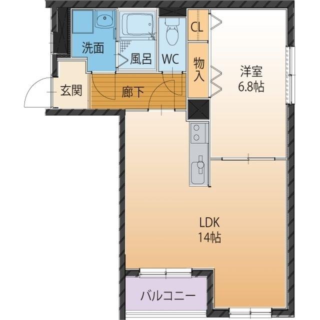 ハートフル光ヶ丘(1LDK/3階)の間取り写真