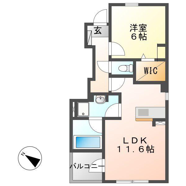 ラ・エスペランサ(1LDK/1階)の間取り写真