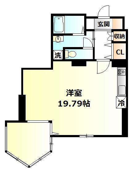 アネーロ上粕屋(ワンルーム/6階)の間取り写真