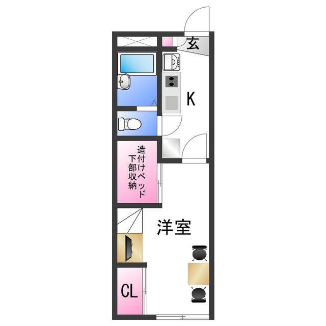 レオパレス西浜(1K/1階)の間取り写真