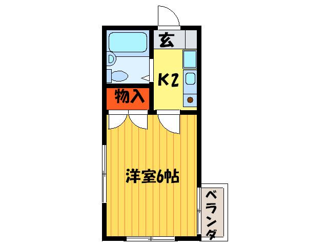 タウンハウス八木(1K/2階)の間取り写真