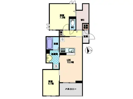 ビルゴ中吉野(2LDK/2階)の間取り写真