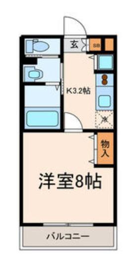 サンメゾン(1K/2階)の間取り写真
