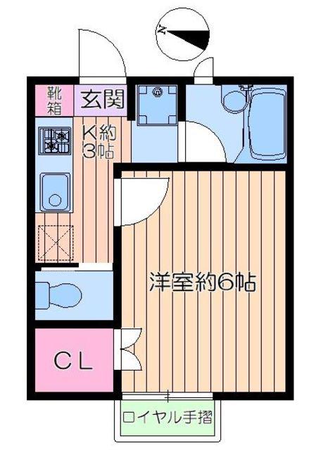 エストールI(1K/2階)の間取り写真