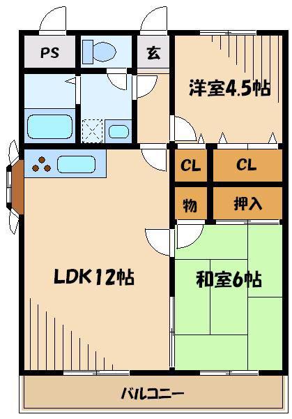 アルシオン悠々(2LDK/1階)の間取り写真