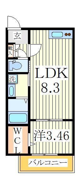 シエルドール南柏(1LDK/2階)の間取り写真