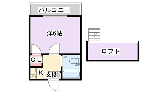 ハーモニープレイス香里サウス(1K/2階)の間取り写真
