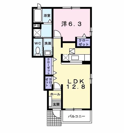 ルート607弐番館 A(1LDK/1階)の間取り写真
