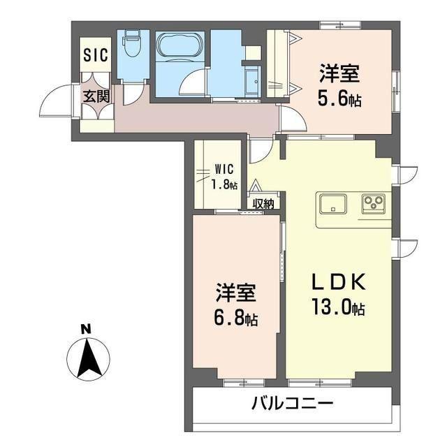 ザ・グランドオペラ並木(2LDK/1階)の間取り写真