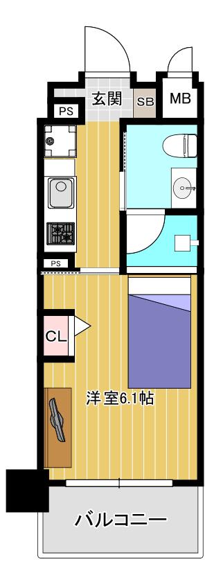 ディアコート八木(1K/3階)の間取り写真