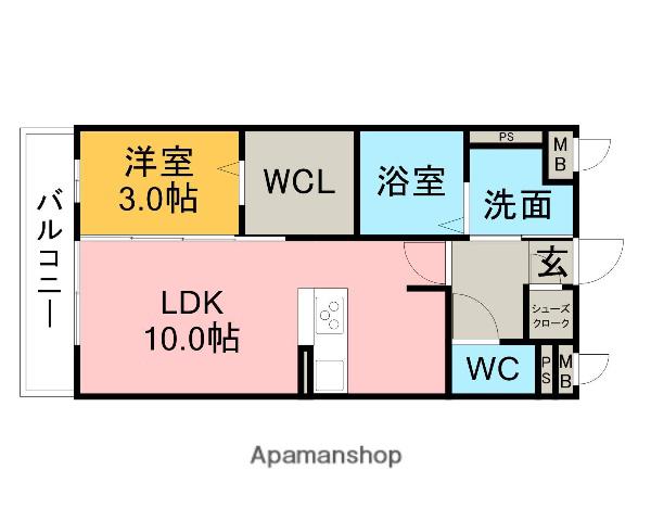 LA VITA(1LDK/3階)の間取り写真