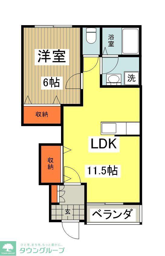 ラ・ジオン(1LDK/1階)の間取り写真