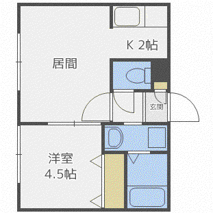 サンステージ宮の沢1-2(1LDK/4階)の間取り写真