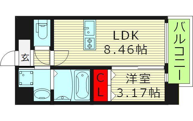 GRAN PASEO都島(1LDK/7階)の間取り写真