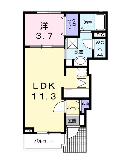 グラシアス(1LDK/1階)の間取り写真