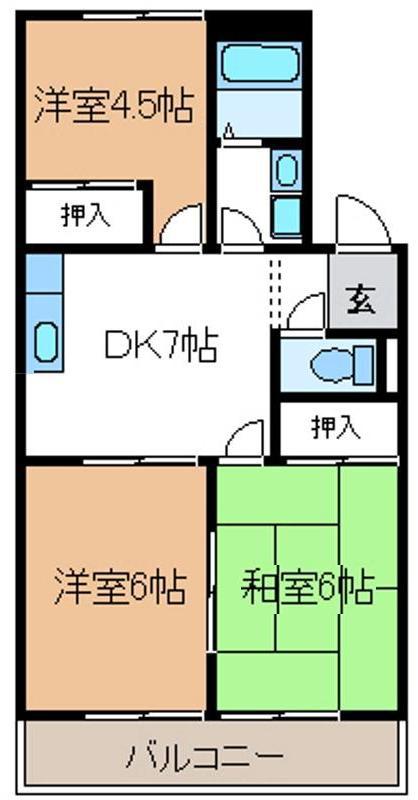 メゾンポアールA(3DK/2階)の間取り写真